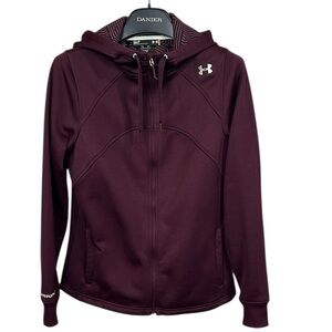 Under Armour ColdGear Maroon Geometric Fleece Zip Hoodie Women’s Small